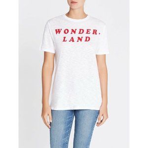 ZOE KARSSEN Boyfriend Fit Jersey Tee Shirt WONDER-LAND Cotton White / Red ( S )
